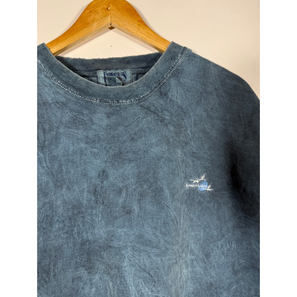 Vintage Fairway Blues Kemper Lakes Golf Sweatshirt Mens L Blue Acid Wash USA